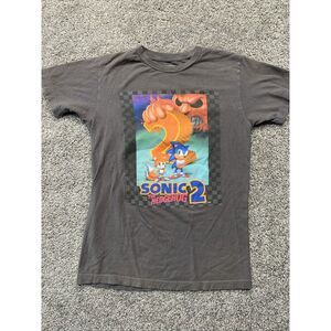 Sonic The Hedgehog 2 Adult Small Gray Video Game Poster Graphic T-Shirt